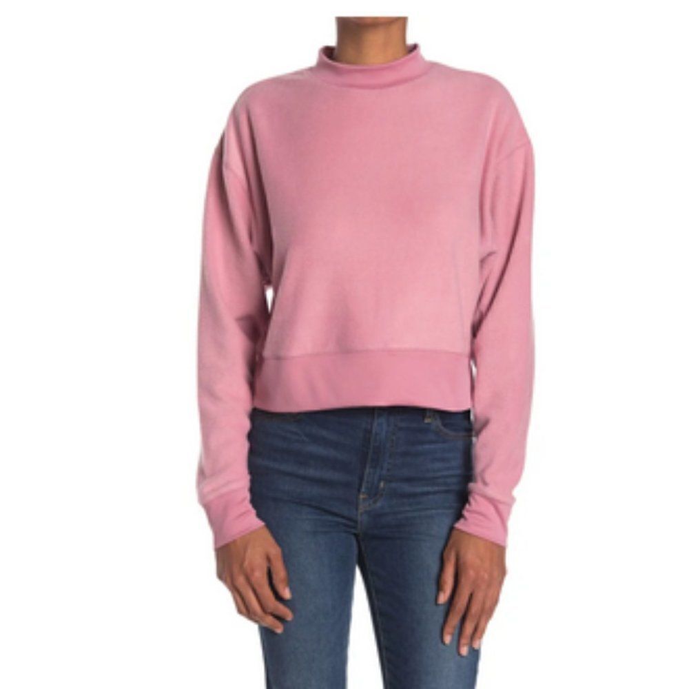 5/$25 Summer‎ Sale!!!  Abound Pink Mock Neck Fleece Sweatshirt Size M